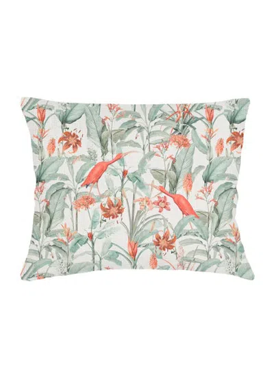 Anaya Feathered Tropics Linen Pillow Sham In Green