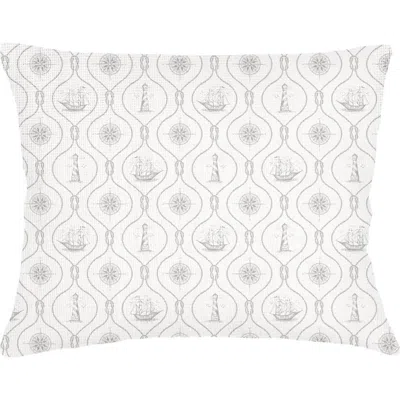 Anaya Maritime Compass Linen Pillow Sham In White