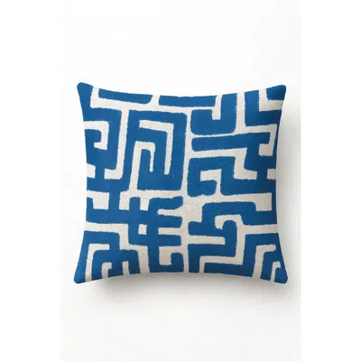 Anaya Nomad Maze Pillow In Cobalt Blue