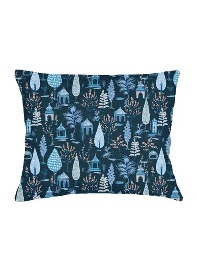 Anaya Pagoda Charm Linen Pillow Sham In Blue