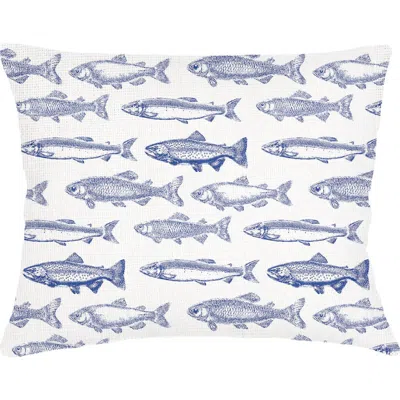 Anaya School Of Fish Linen Pillow Sham In Blue