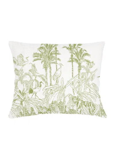 Anaya Wildlife Toile Linen Pillow Sham In Green