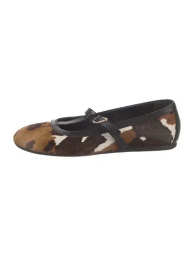 Pre-owned Ancient Greek Sandals Ponyhair Animal Print Mary Jane Flats In Brown