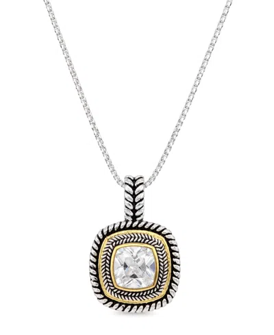 And Now This Cubic Zirconia Two-tone Pendant Necklace