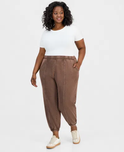 And Now This Trendy Plus Size French Terry Balloon Jogger Pants In Brown