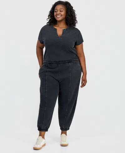 And Now This Trendy Plus Size French Terry Balloon Jogger Pants In Gray