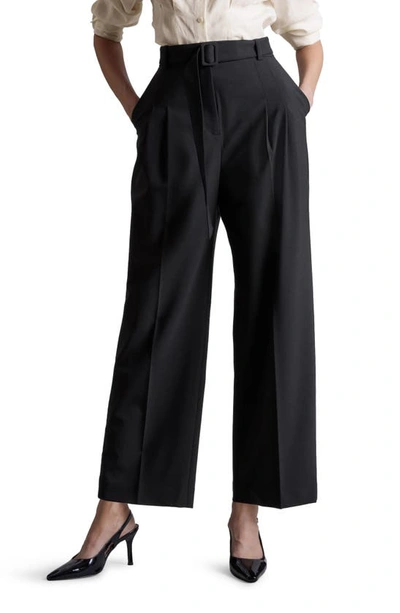 & Other Stories Pleat Front Pants In Black Dark