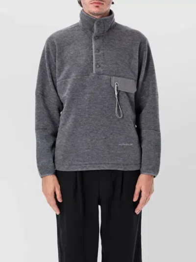 And Wander Fleece High-neck Sweatshirt In Gray