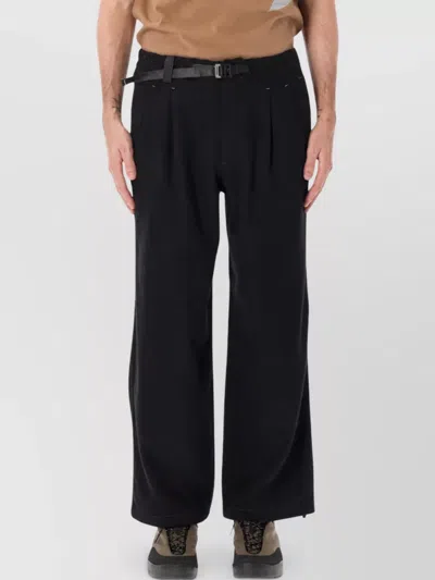And Wander Wool Pleated Wide-leg Trousers In Black
