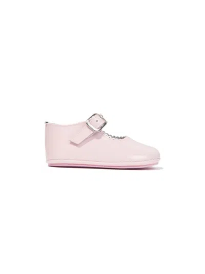 Andanines Babies' Scalloped Leather Ballerina Shoes In Pink