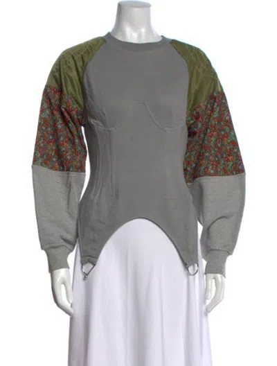 Pre-owned Andersson Bell Floral Print Crew Neck Sweater In Grey