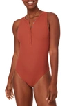 Andie Malibu Ribbed One-piece Swimsuit In Ginger