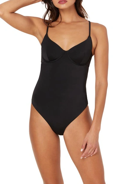 Andie The Bermuda Long Torso One-piece Swimsuit In Black