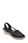 Andre Assous Dainty Leather Espadrille Wedge Sandal In Black