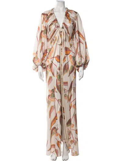 Pre-owned Andrea Iyamah Floral Print Long Dress In Multicolor