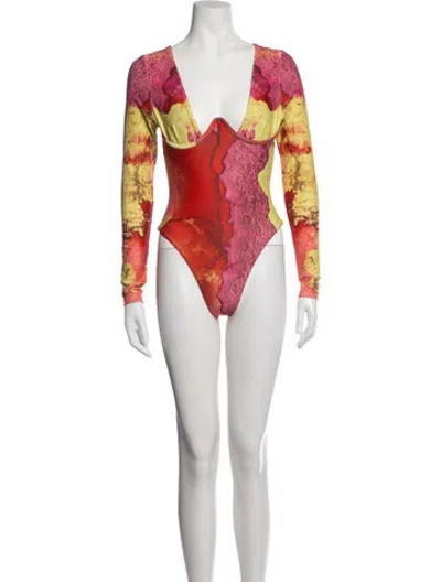 Pre-owned Andrea Iyamah Patterned One-piece In Pink