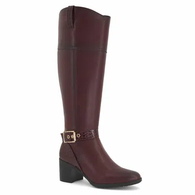 Andrea Women's Buckled Ankle Strap High Boot In Burgundy In Brown