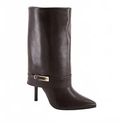 Andrea Women's Fold-over Knee-high Boot In Dark Brown In Animal Print