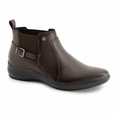 Andrea Women's Leather Ankle Booties In Dark Brown