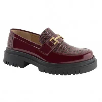 Andrea Women's Platform Loafer In Burgundy In Multi