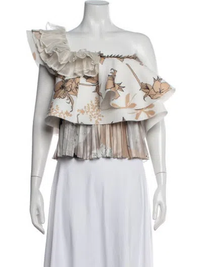 Pre-owned Andres Otalora Floral Print One-shoulder Top In Multicolor