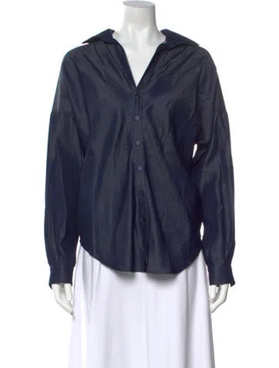 Pre-owned Andres Otalora Long Sleeve Blouse In Blue