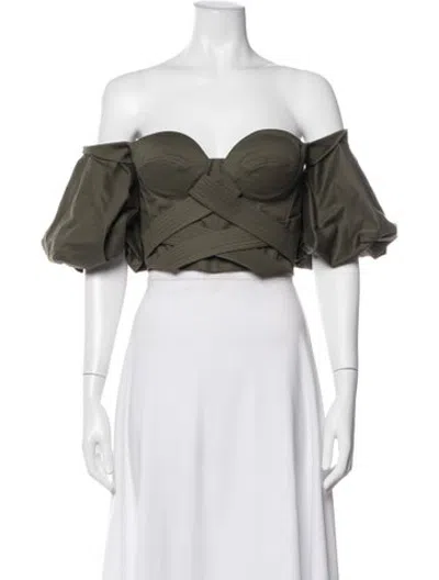 Pre-owned Andres Otalora Off-the-shoulder Short Sleeve Crop Top In Black