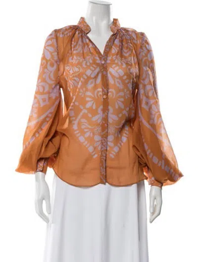 Pre-owned Andres Otalora Printed V-neck Blouse In Orange