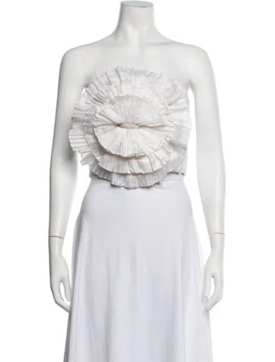 Pre-owned Andres Otalora Silk Strapless Top In White
