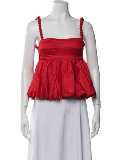 Pre-owned Andres Otalora Square Neckline Sleeveless Top W/ Tags In Red