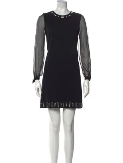 Pre-owned Andrew Gn Acetate Mini Dress In Black