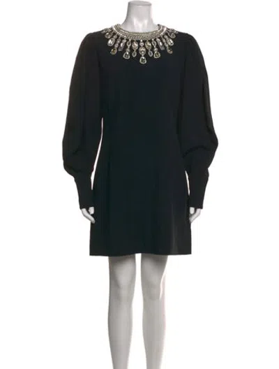 Pre-owned Andrew Gn Crew Neck Mini Dress In Black