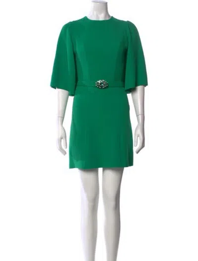 Pre-owned Andrew Gn Crew Neck Mini Dress In Green