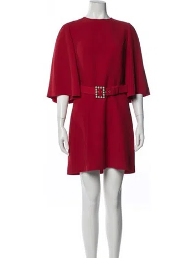 Pre-owned Andrew Gn Crew Neck Mini Dress In Red