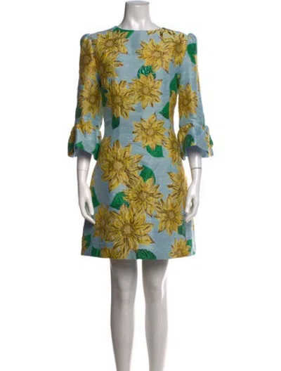 Pre-owned Andrew Gn Floral Print Mini Dress W/ Tags In Blue