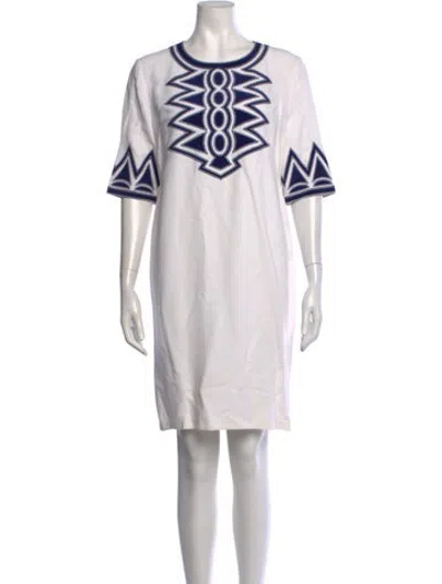Pre-owned Andrew Gn Graphic Print Knee-length Dress In White