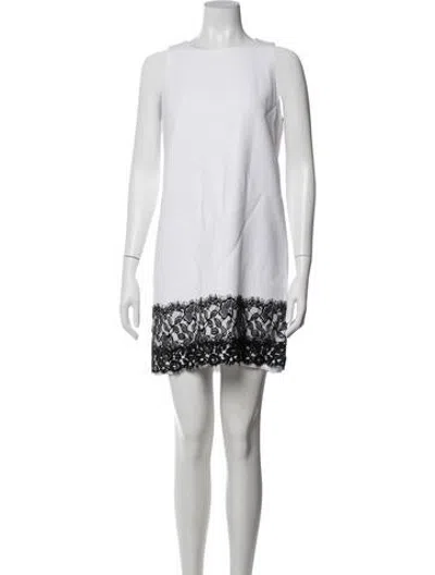 Pre-owned Andrew Gn Lace Pattern Mini Dress In White