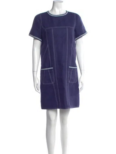 Pre-owned Andrew Gn Linen Mini Dress In Blue