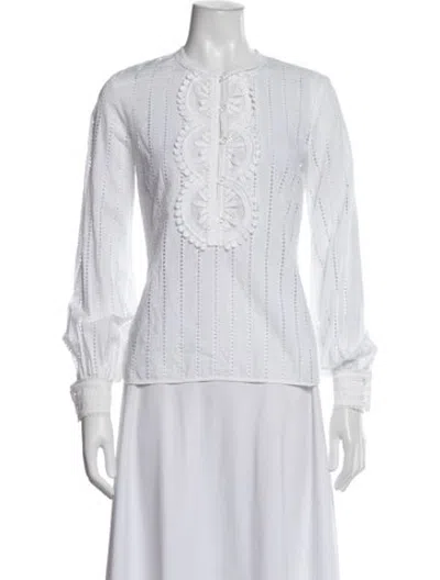 Pre-owned Andrew Gn Long Sleeve Blouse In White
