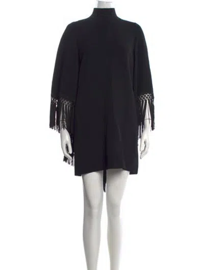 Pre-owned Andrew Gn Mock Neck Mini Dress In Black