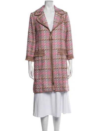 Pre-owned Andrew Gn Plaid Print Coat In Pink