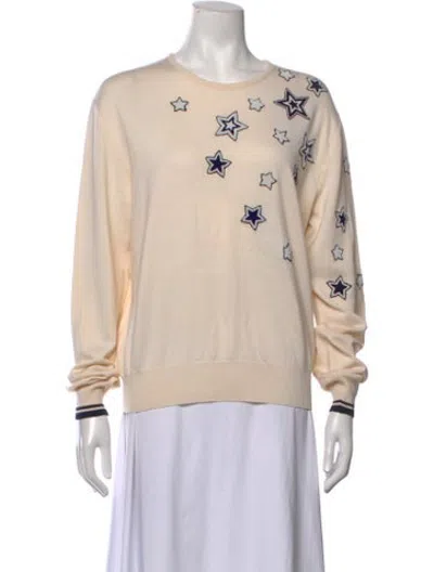 Pre-owned Andrew Gn Printed Crew Neck Sweater In Neutrals