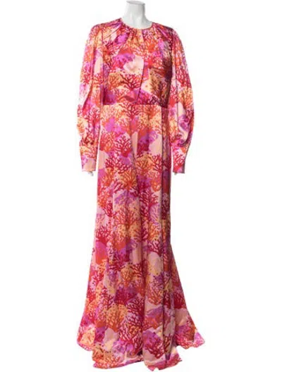 Pre-owned Andrew Gn Silk Long Dress In Pink