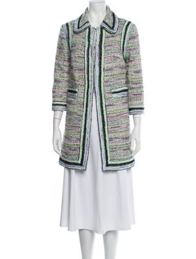 Pre-owned Andrew Gn Tweed Pattern Coat In Purple