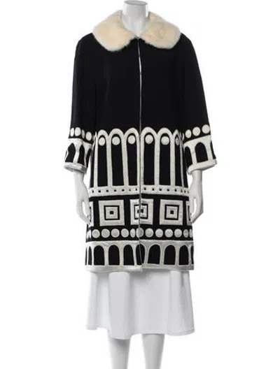 Pre-owned Andrew Gn Virgin Wool Patterned Coat In Black/white