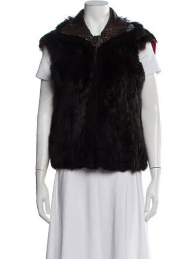 Pre-owned Andrew Marc Fur Vest In Black
