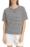 Andrew Marc Heritage Stripe Boxy T-shirt In Black/ White Combo