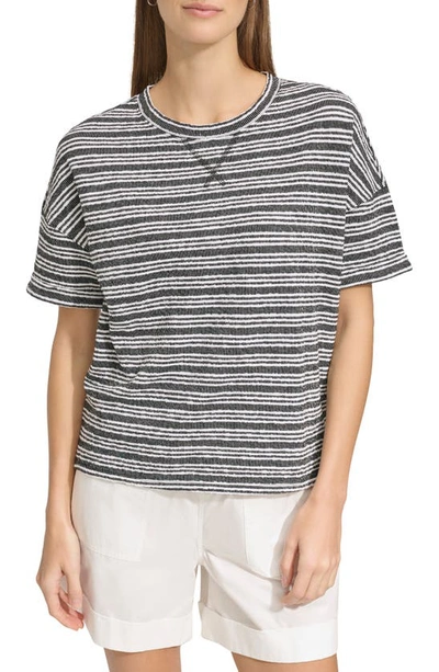 Andrew Marc Heritage Stripe Boxy T-shirt In Black/ White Combo