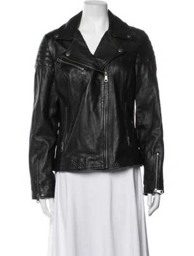 Pre-owned Andrew Marc Leather Biker Jacket In Brown