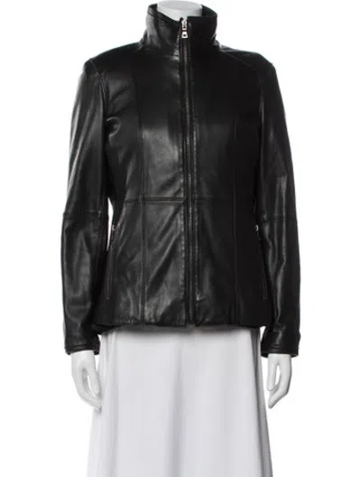 Pre-owned Andrew Marc Leather Coat In Black